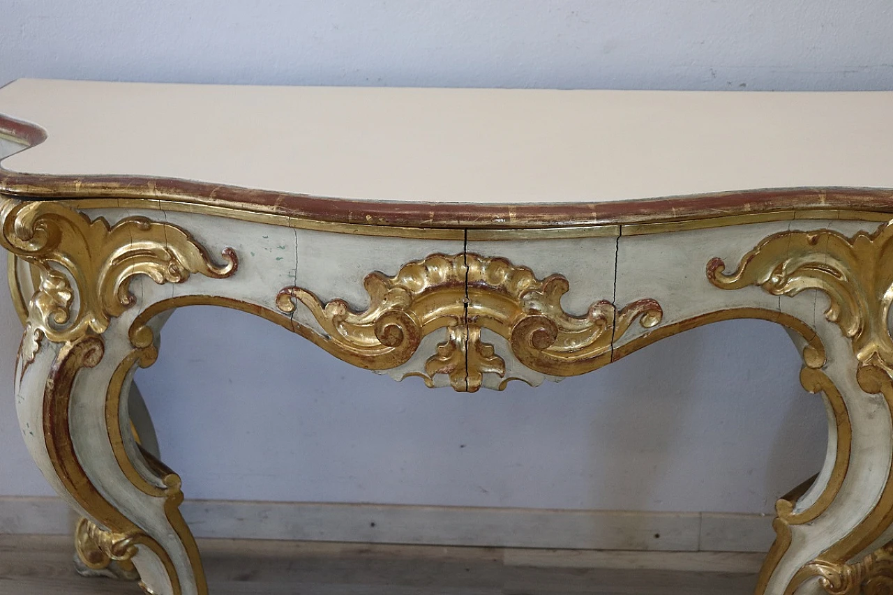 Lacquered and gilded wooden console table, 1980s 6