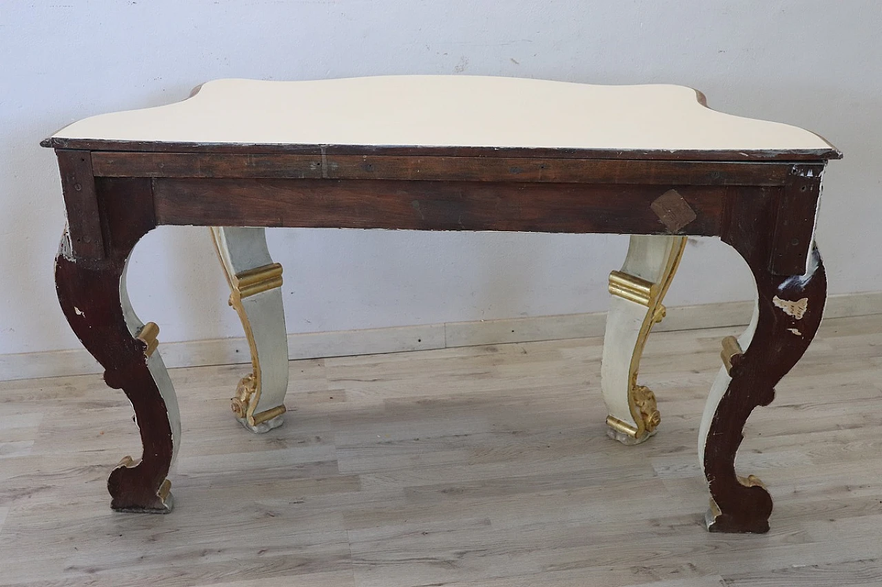 Lacquered and gilded wooden console table, 1980s 9