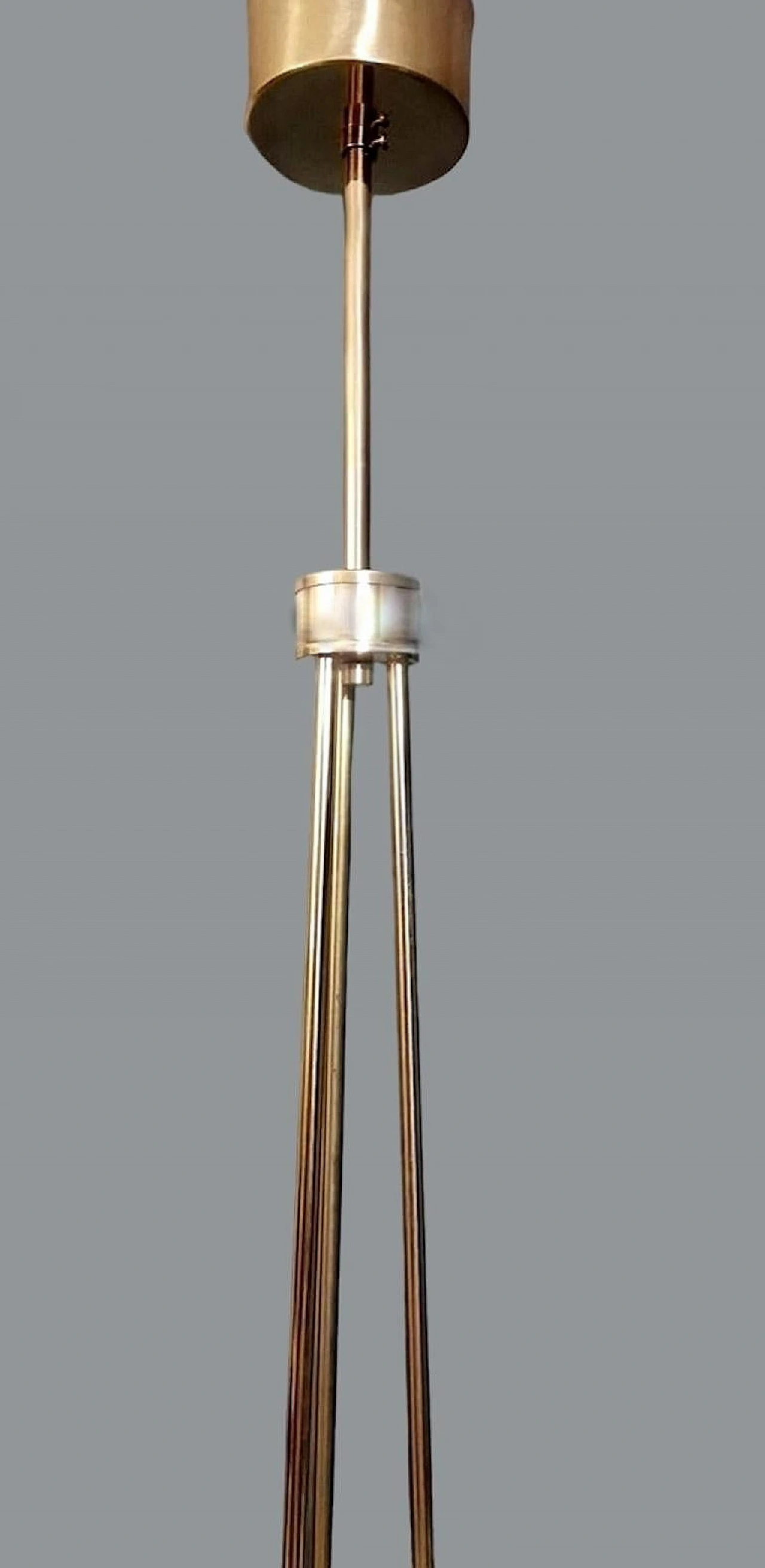 6-Light chandelier in brass & opaline glass in Stilnovo style, 1960s 14