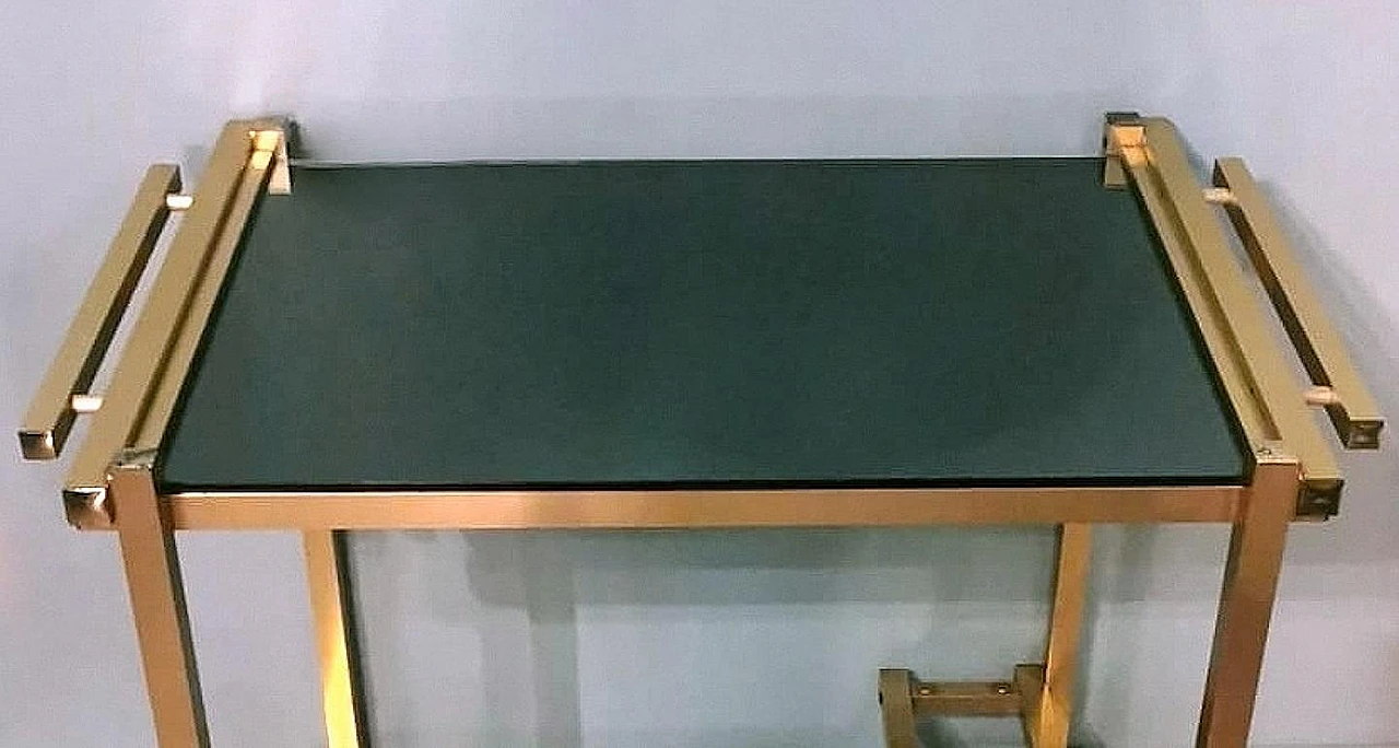 Bar cart in anodized aluminum & smoked mirrors, 1970s 9