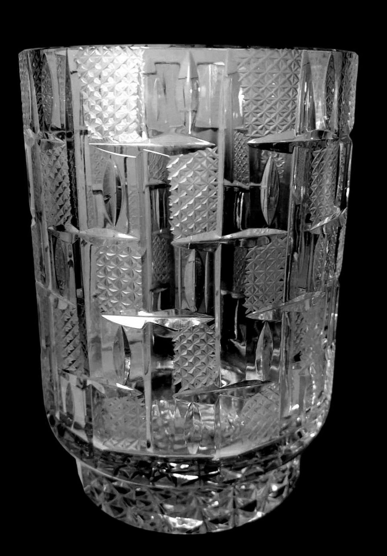 Beveled crystal vase, hand cut and polished, 1970s 3