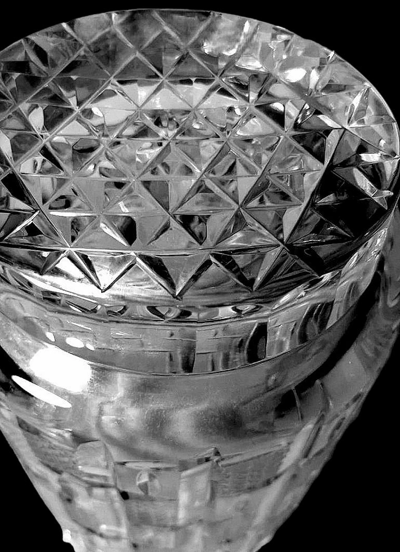 Beveled crystal vase, hand cut and polished, 1970s 5