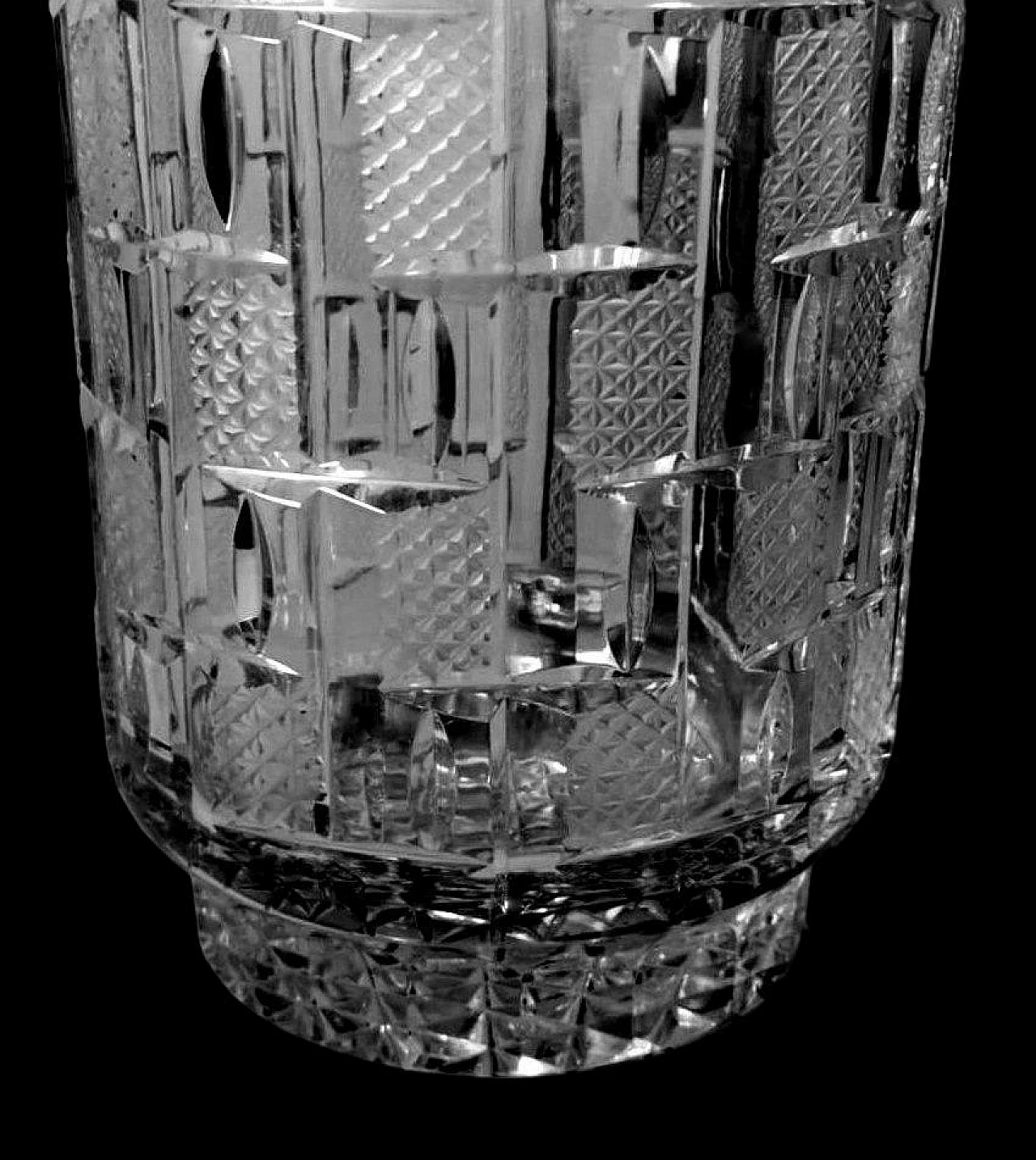 Beveled crystal vase, hand cut and polished, 1970s 7