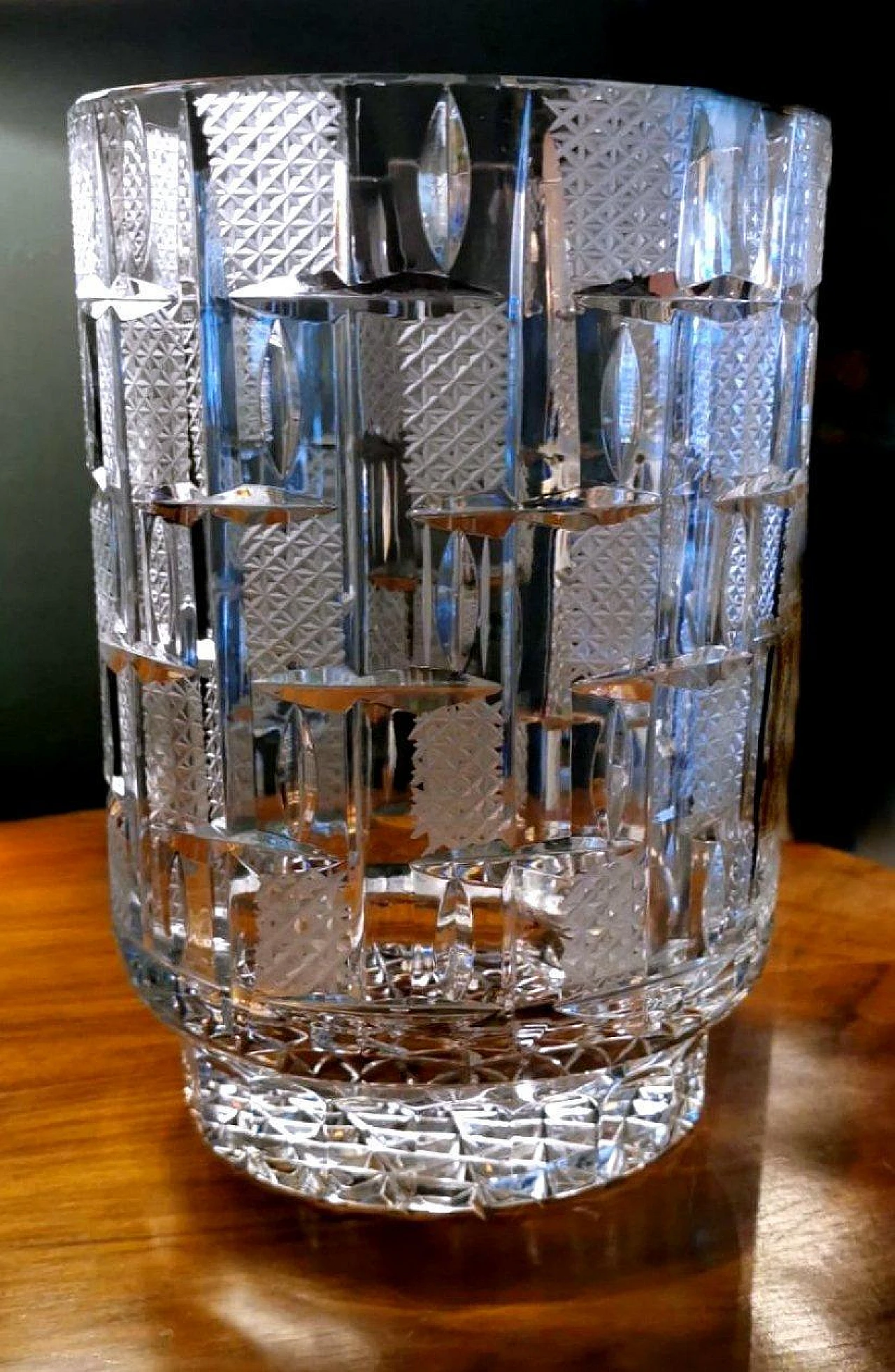 Beveled crystal vase, hand cut and polished, 1970s 11