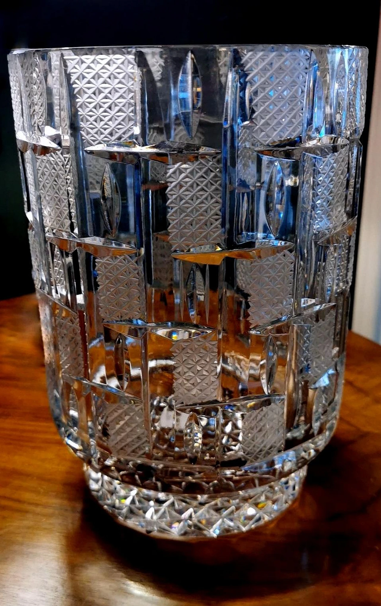 Beveled crystal vase, hand cut and polished, 1970s 12