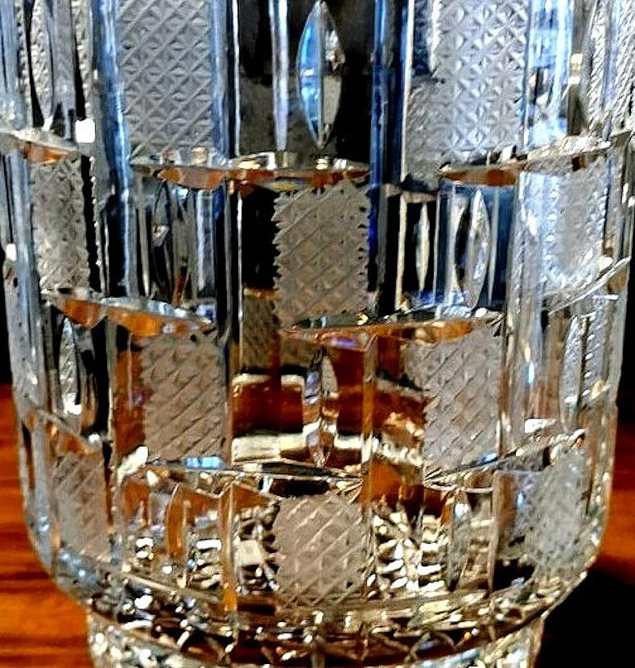 Beveled crystal vase, hand cut and polished, 1970s 13