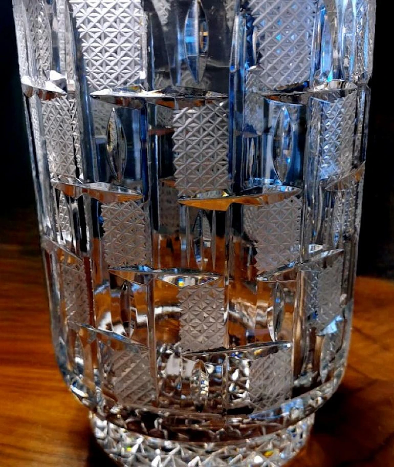 Beveled crystal vase, hand cut and polished, 1970s 14