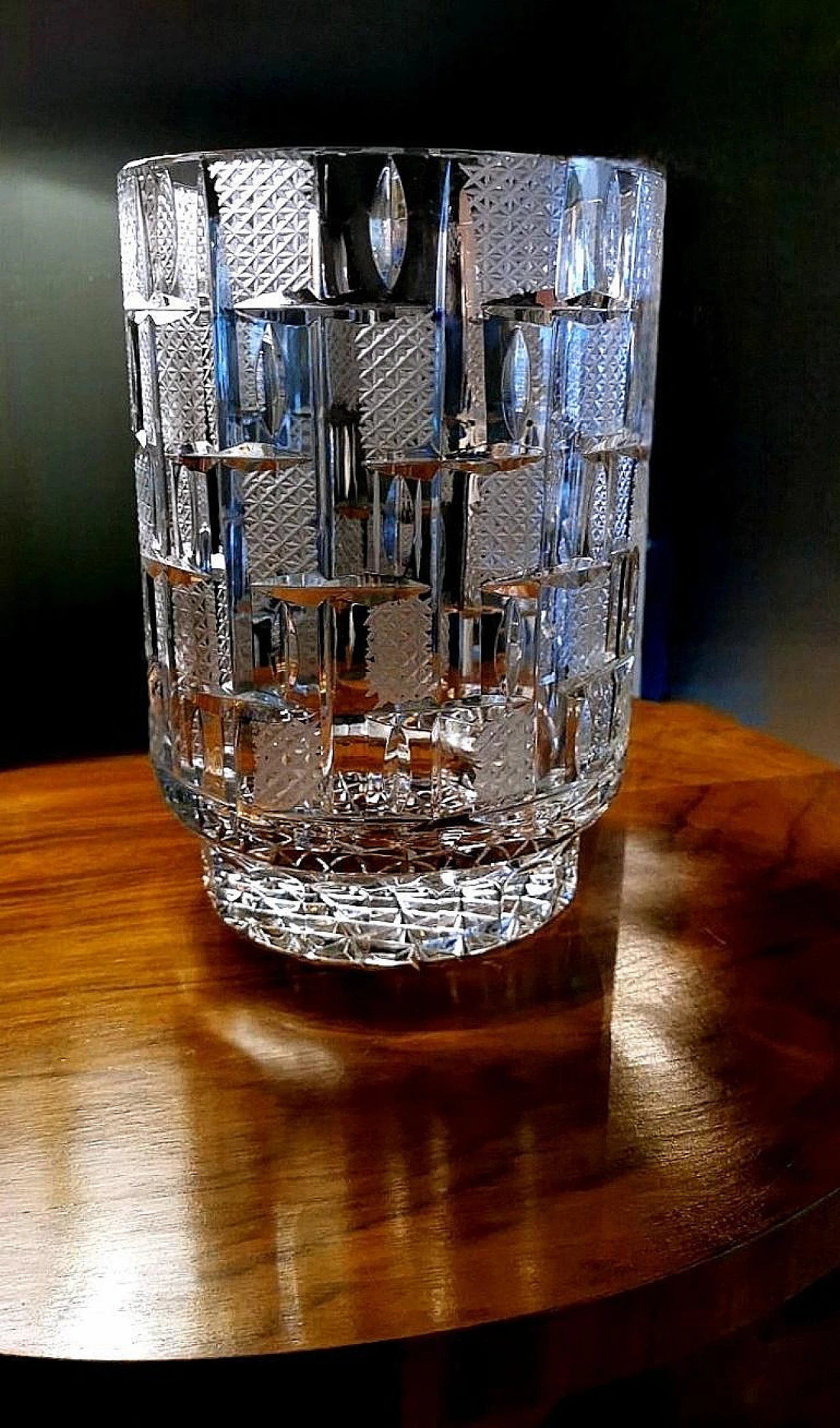 Beveled crystal vase, hand cut and polished, 1970s 17