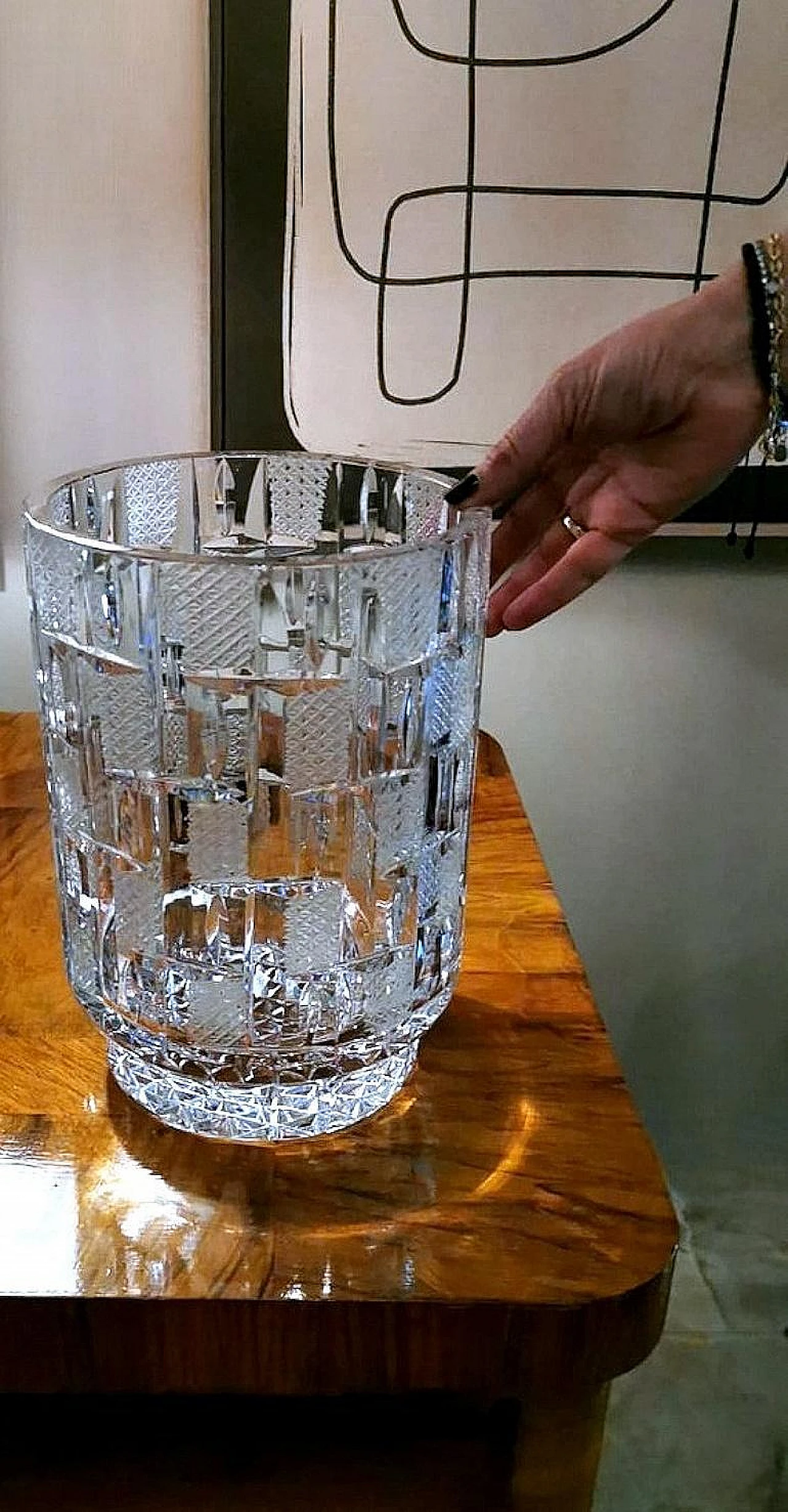 Beveled crystal vase, hand cut and polished, 1970s 18