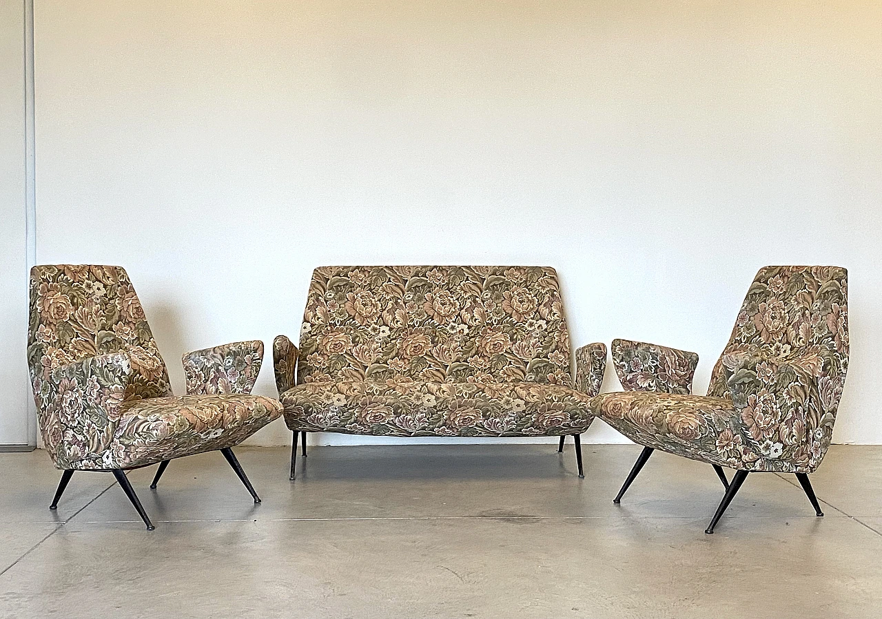 Pair of armchairs and sofa by Nino Zoncada, 1950s 1