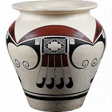 Painted terracotta vase with graphic decorations, 1980s