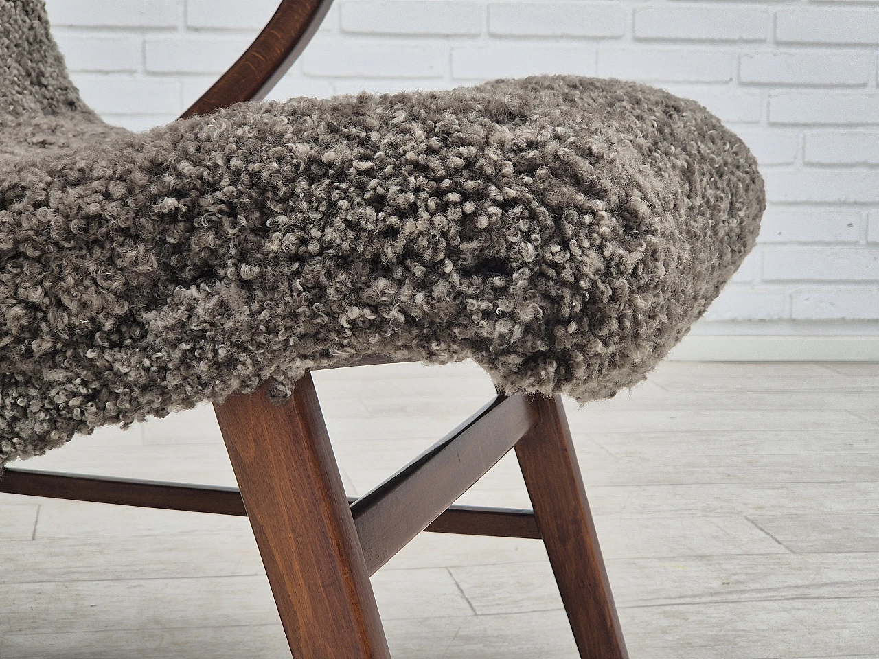 Danish sheepskin and beechwood armchair, 1960s 4