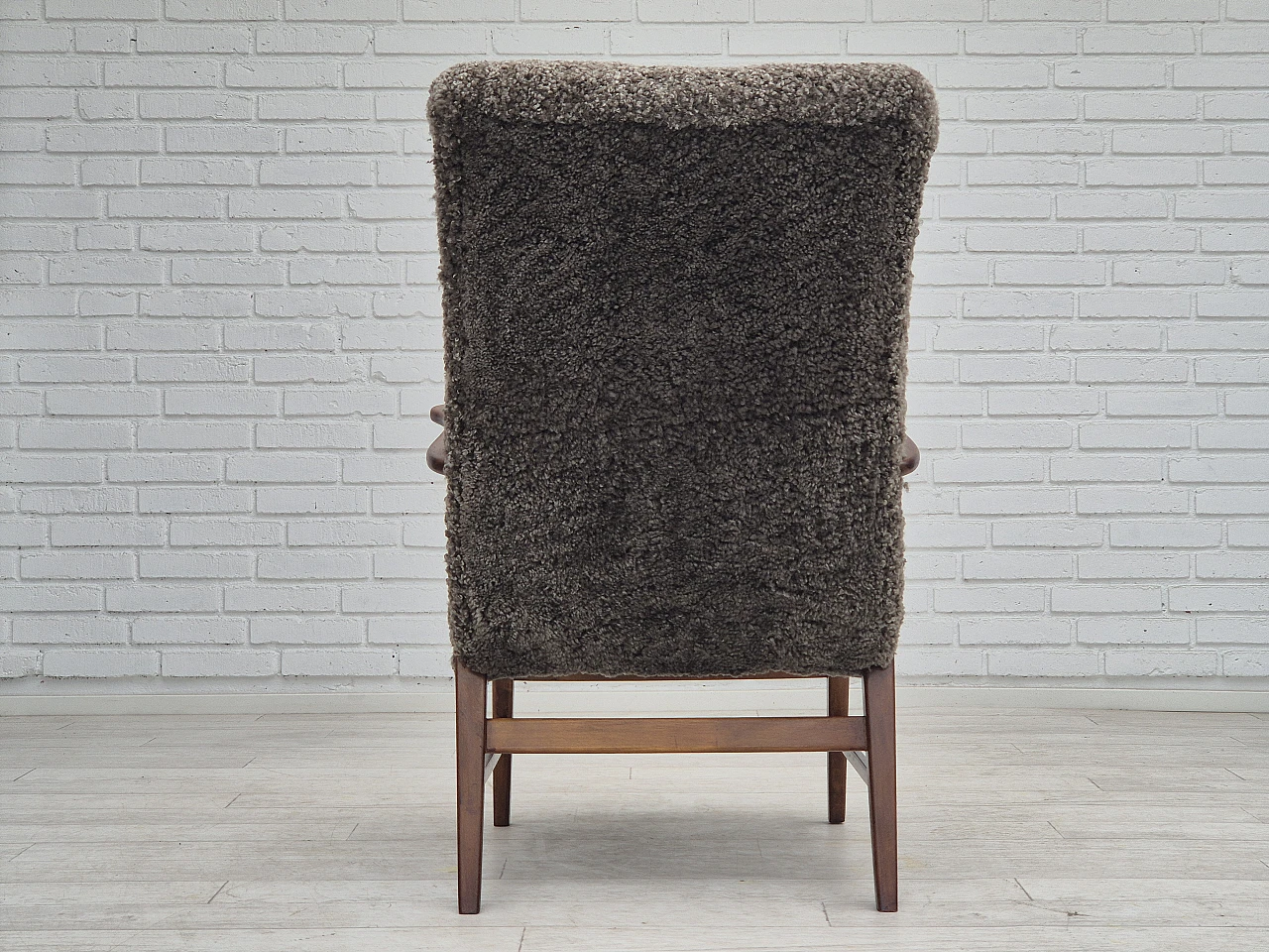 Danish sheepskin and beechwood armchair, 1960s 12