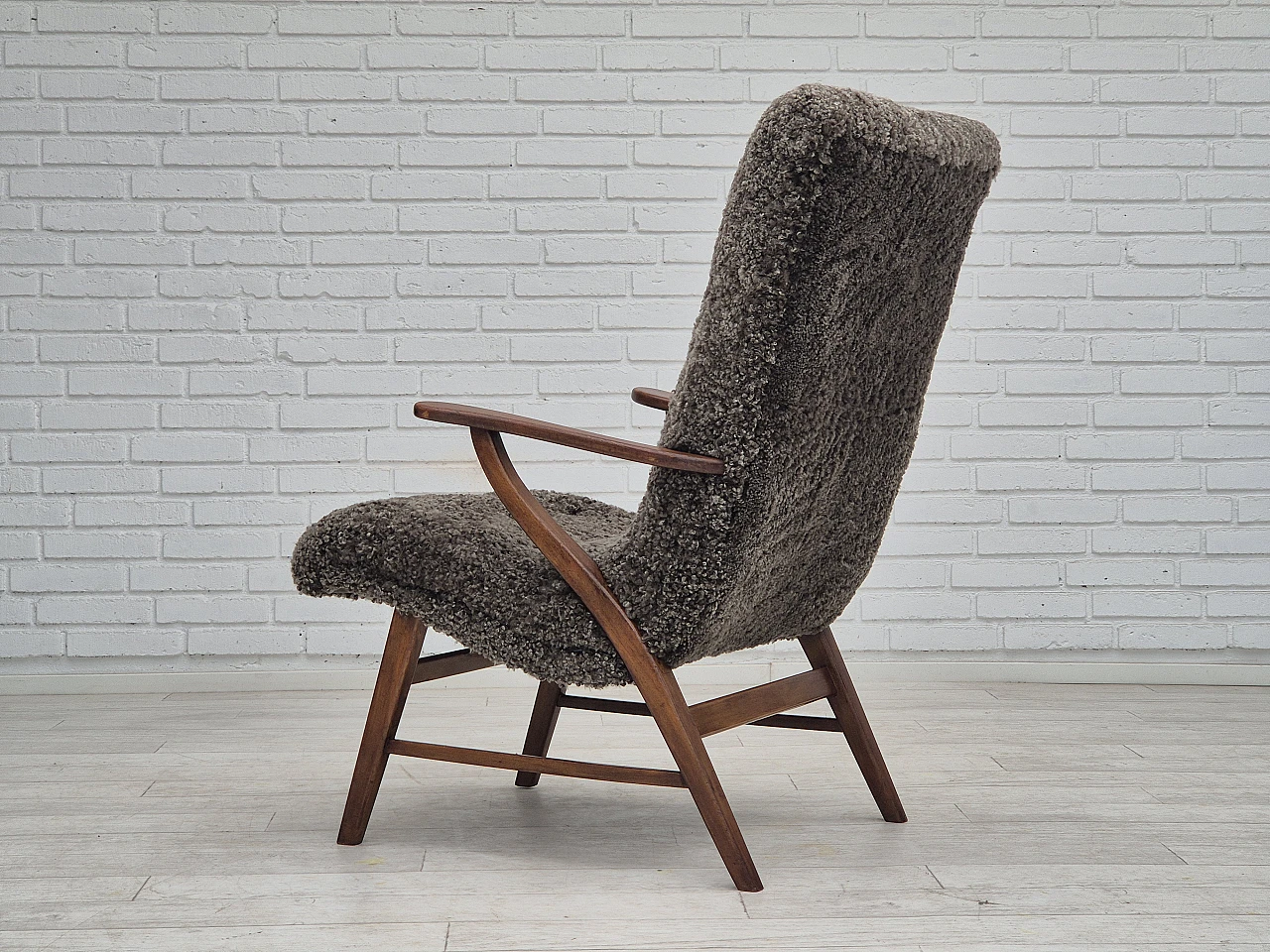 Danish sheepskin and beechwood armchair, 1960s 13