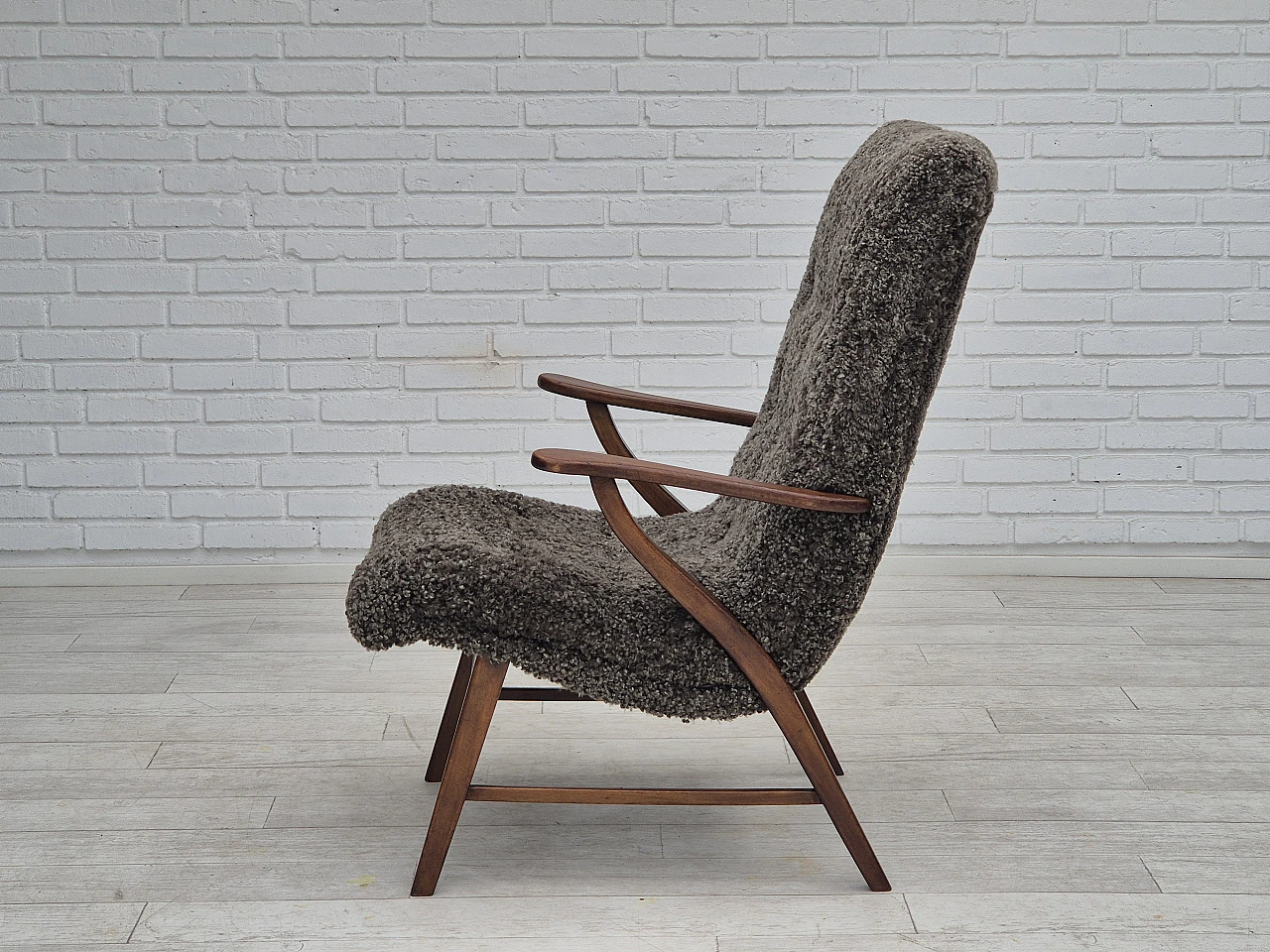 Danish sheepskin and beechwood armchair, 1960s 15