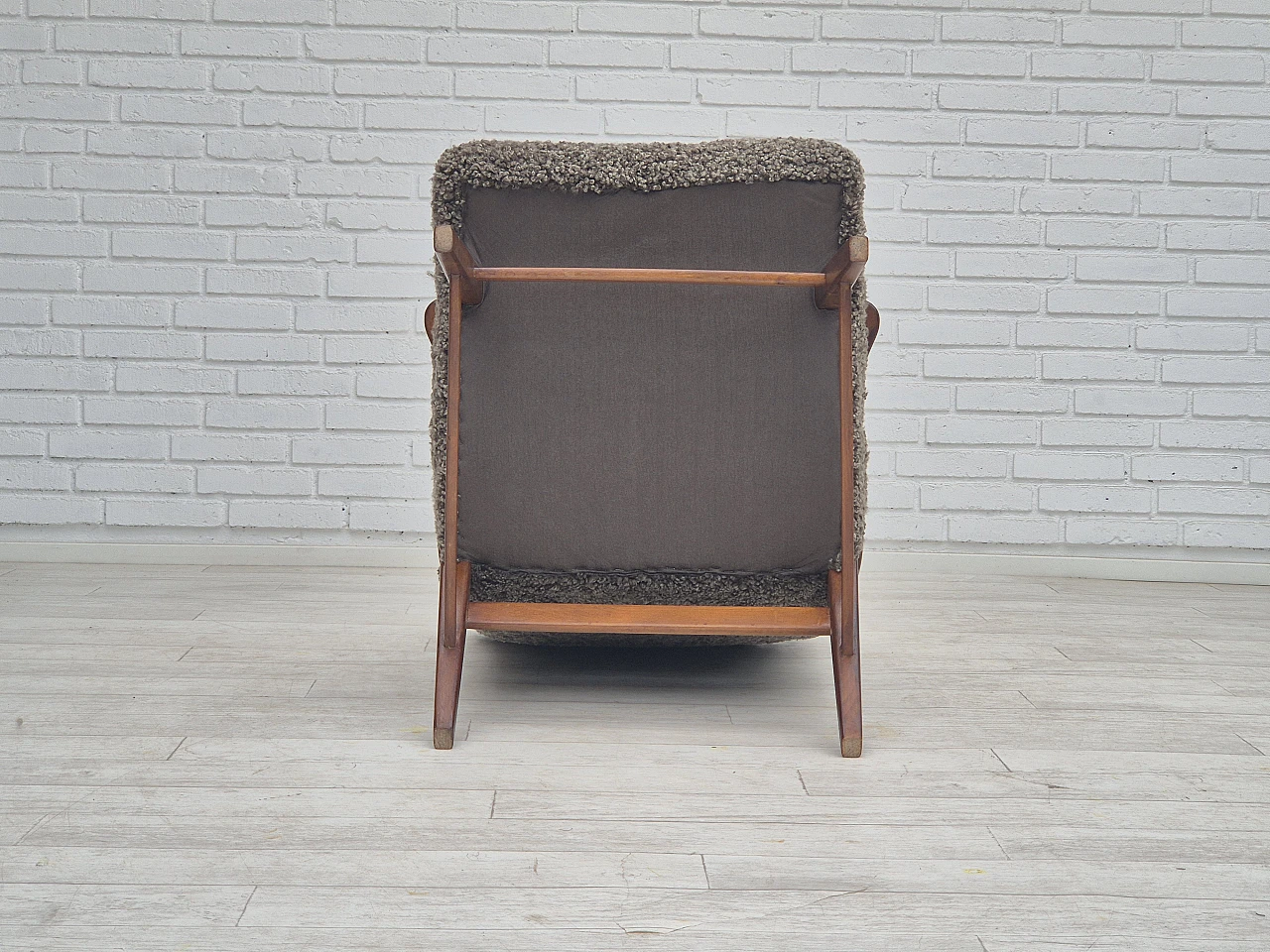 Danish sheepskin and beechwood armchair, 1960s 18