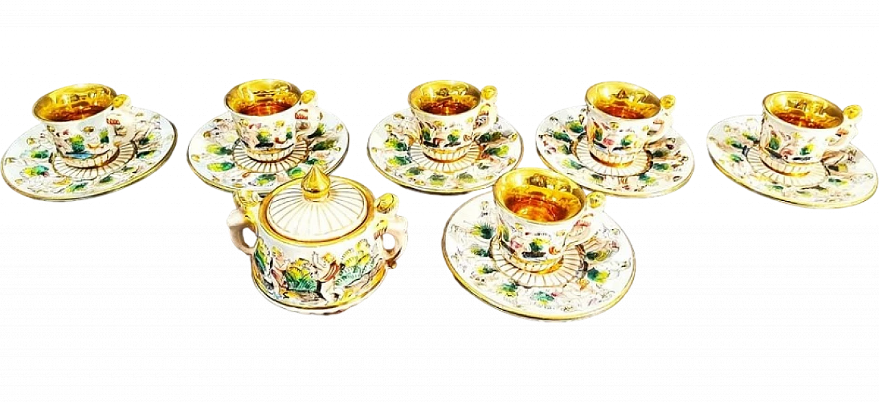 Coffee service in white & gold Capodimonte porcelain, 1950s 9