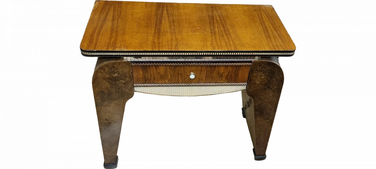 Walnut-root coffee table with pull-out drawer, 1960s 36