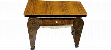 Walnut-root coffee table with pull-out drawer, 1960s