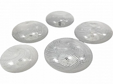 5 Murano glass round ceiling lamps by Venini, 1950s