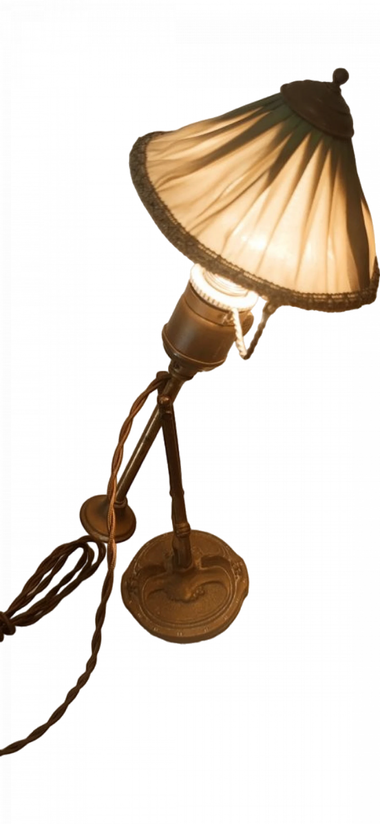 Adjustable table lamp in brass with fabric lampshade, 1930s 15