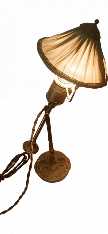 Adjustable table lamp in brass with fabric lampshade, 1930s