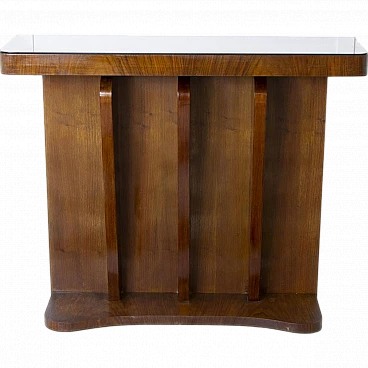 Art Deco console in walnut with mirror top, 1930s