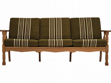 Danish three-seater sofa in wool and oak, 1970s