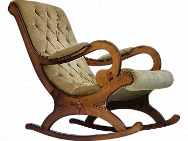 Scandinavian rocking chair in beech and green velvet, 1950s