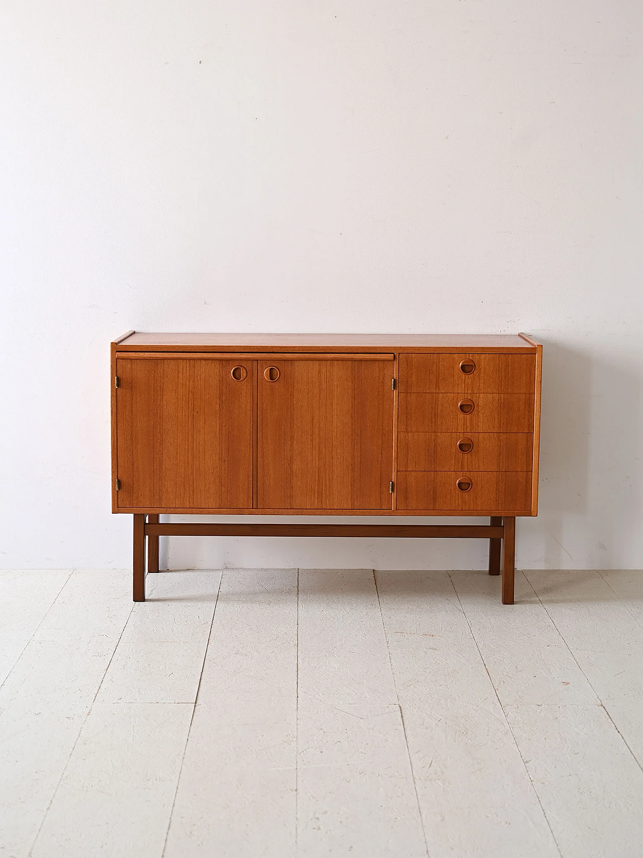 Credenza in teak con scrittoio, anni '60 2