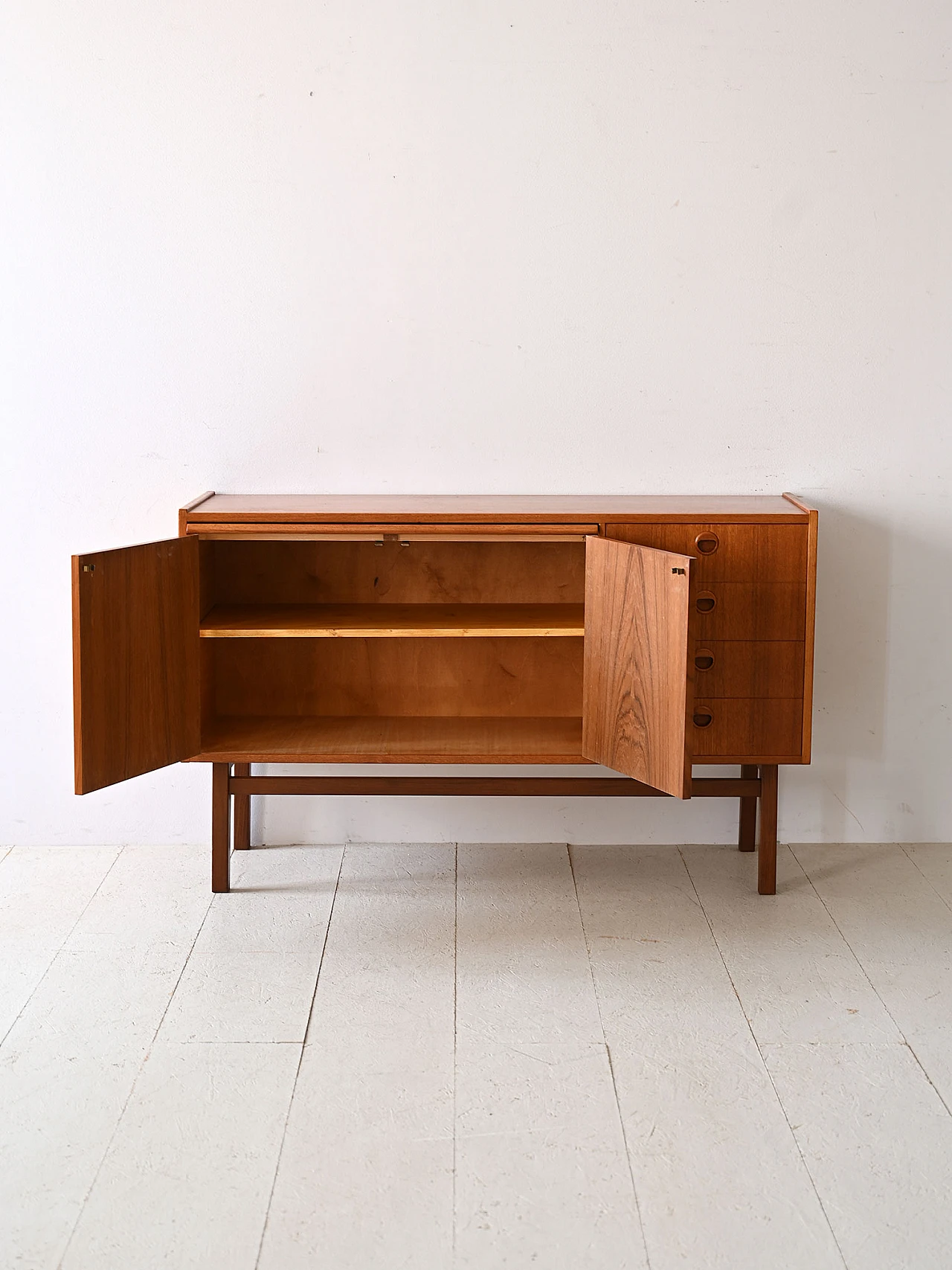 Credenza in teak con scrittoio, anni '60 3