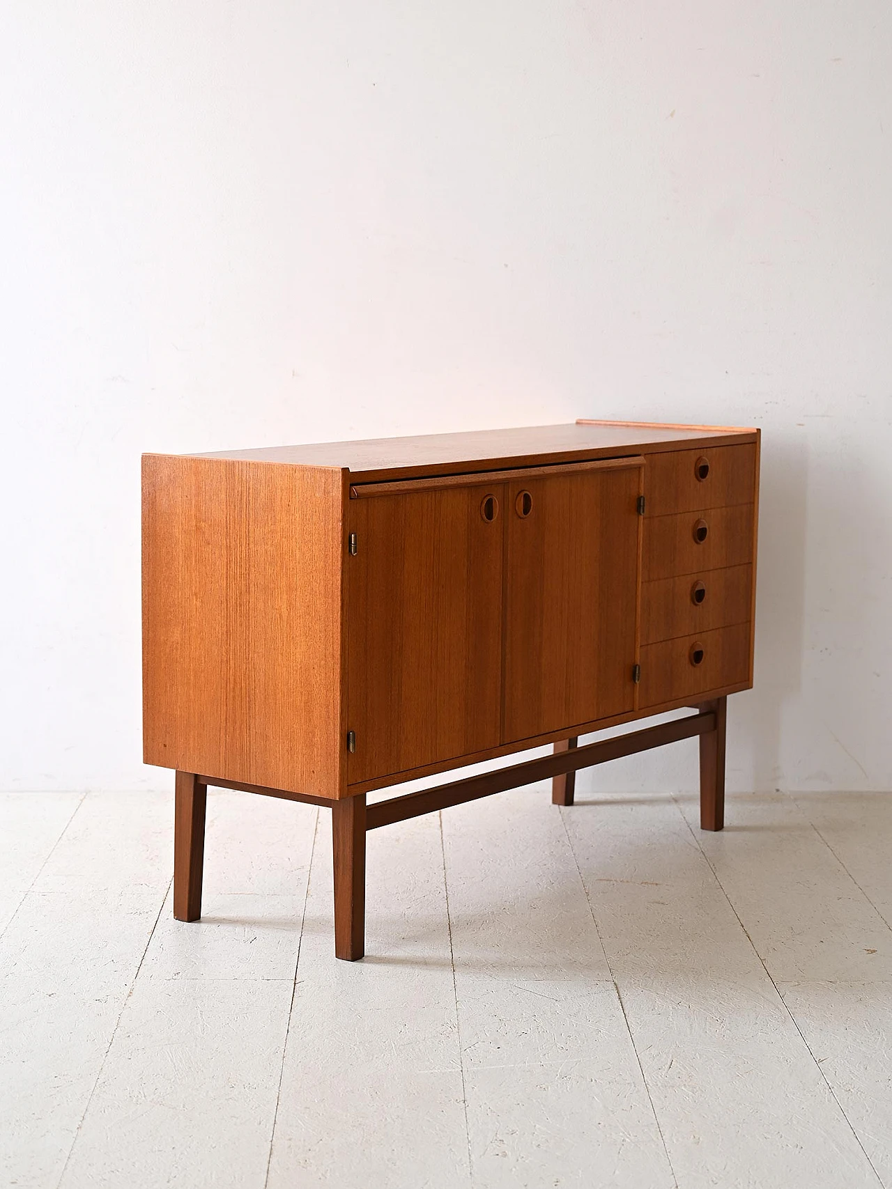 Credenza in teak con scrittoio, anni '60 4