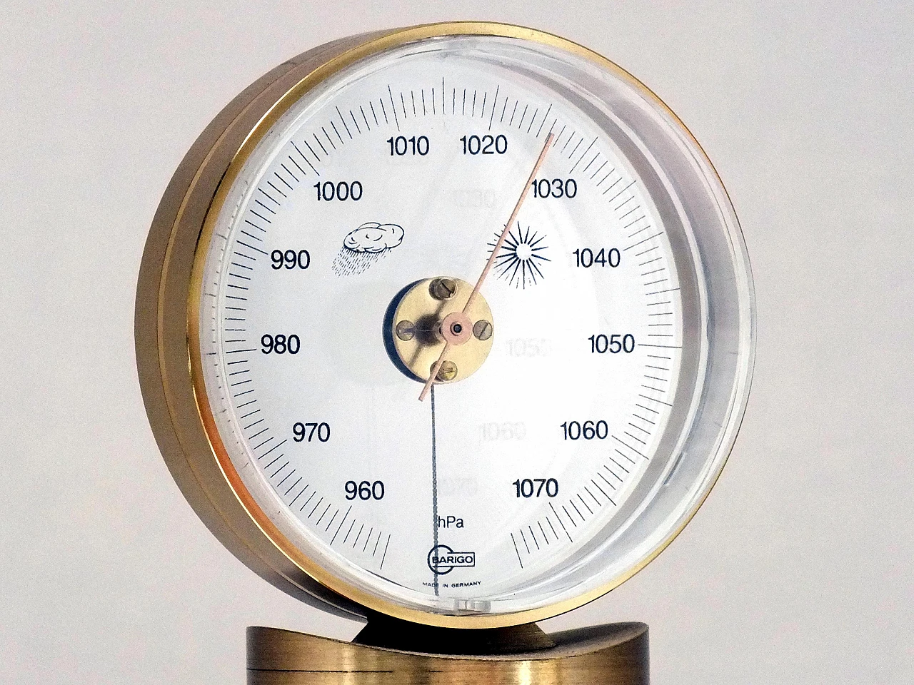 Barometer in brass & plexiglass by Barigo, 1970s 5