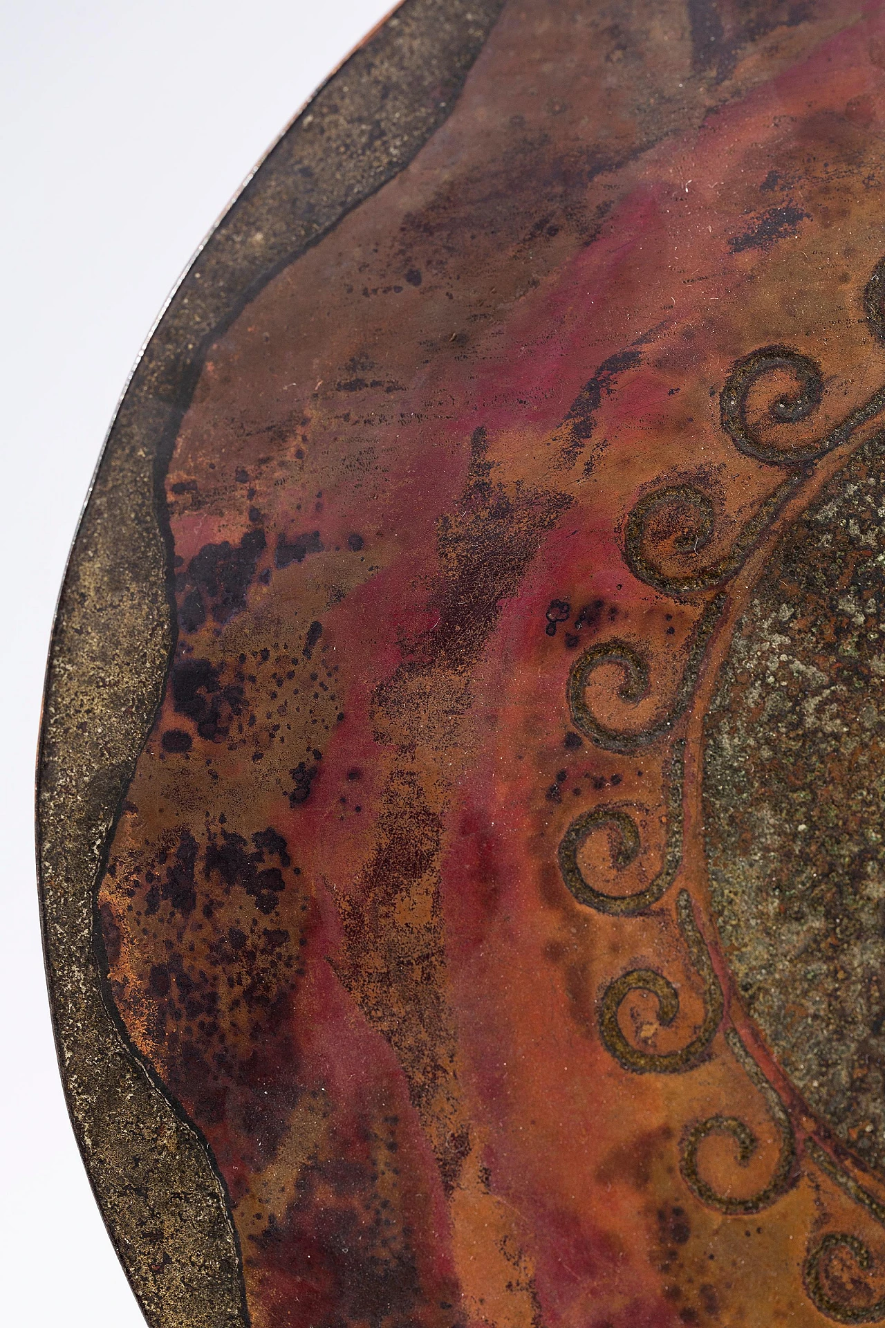 Bronze plate with copper inlays by Claude Linossier, 1920s 4