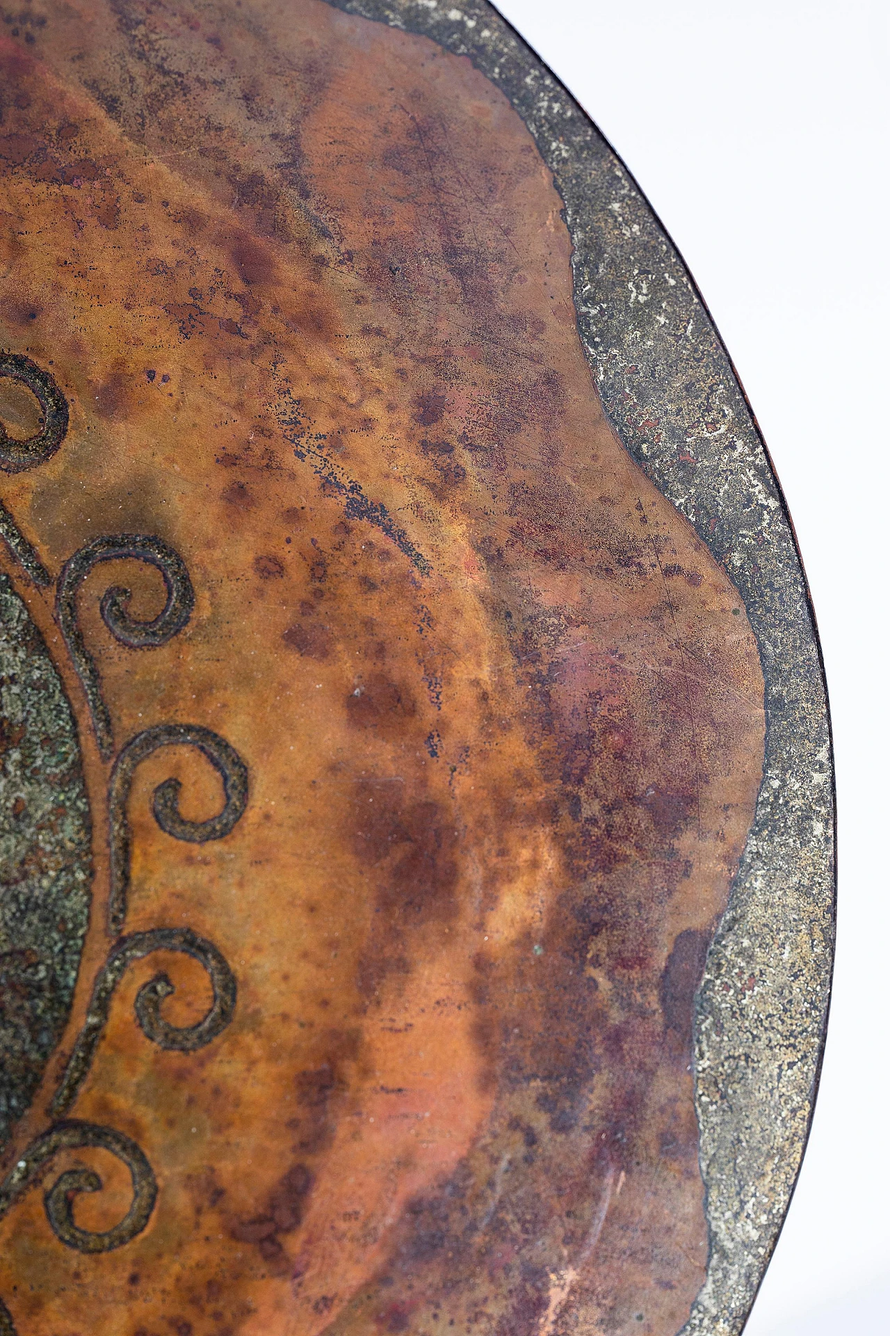 Bronze plate with copper inlays by Claude Linossier, 1920s 5