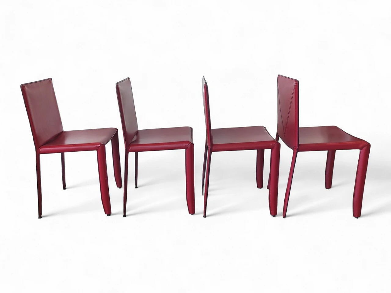 4 Leather chairs by Cattelan Italia, 1970s 4