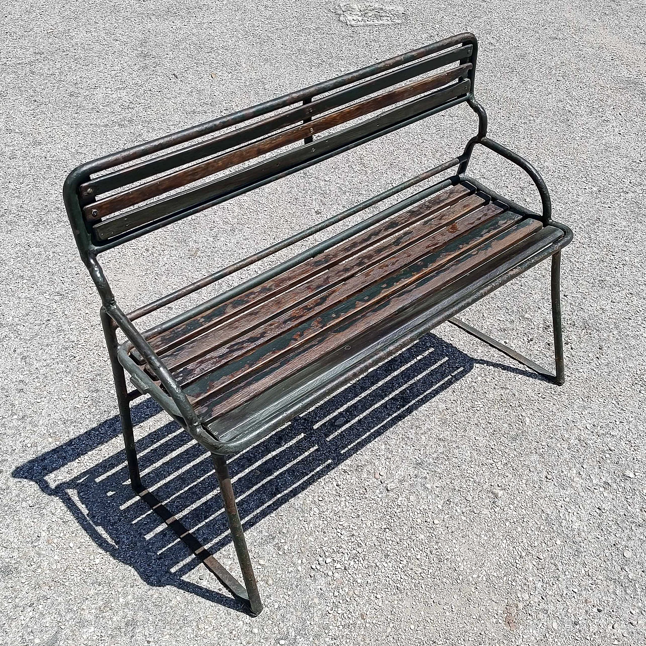 Iron slatted bench, early 20th century 7