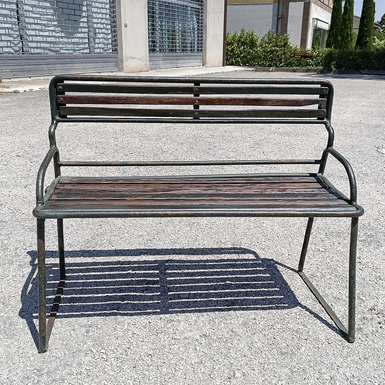 Iron slatted bench, early 20th century 8