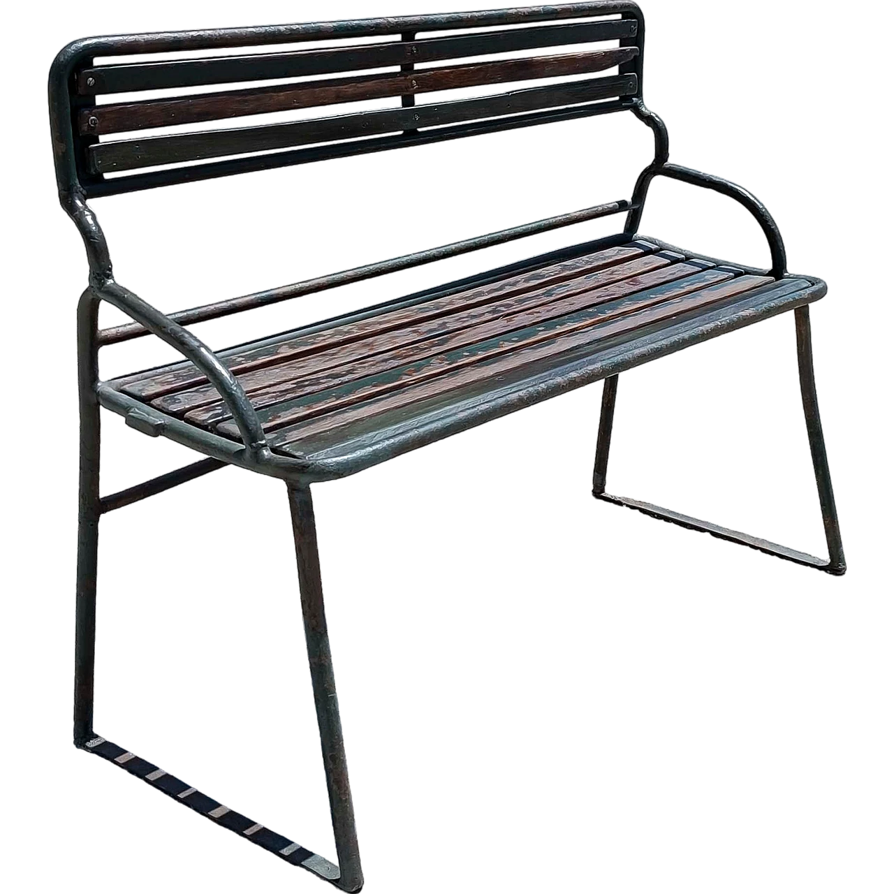 Iron slatted bench, early 20th century 9