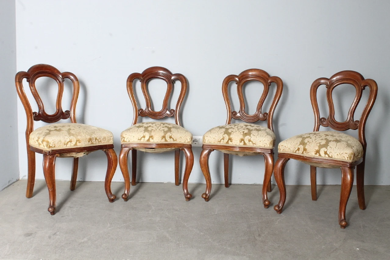 4 Louis Philippe walnut chairs, mid-19th century 1