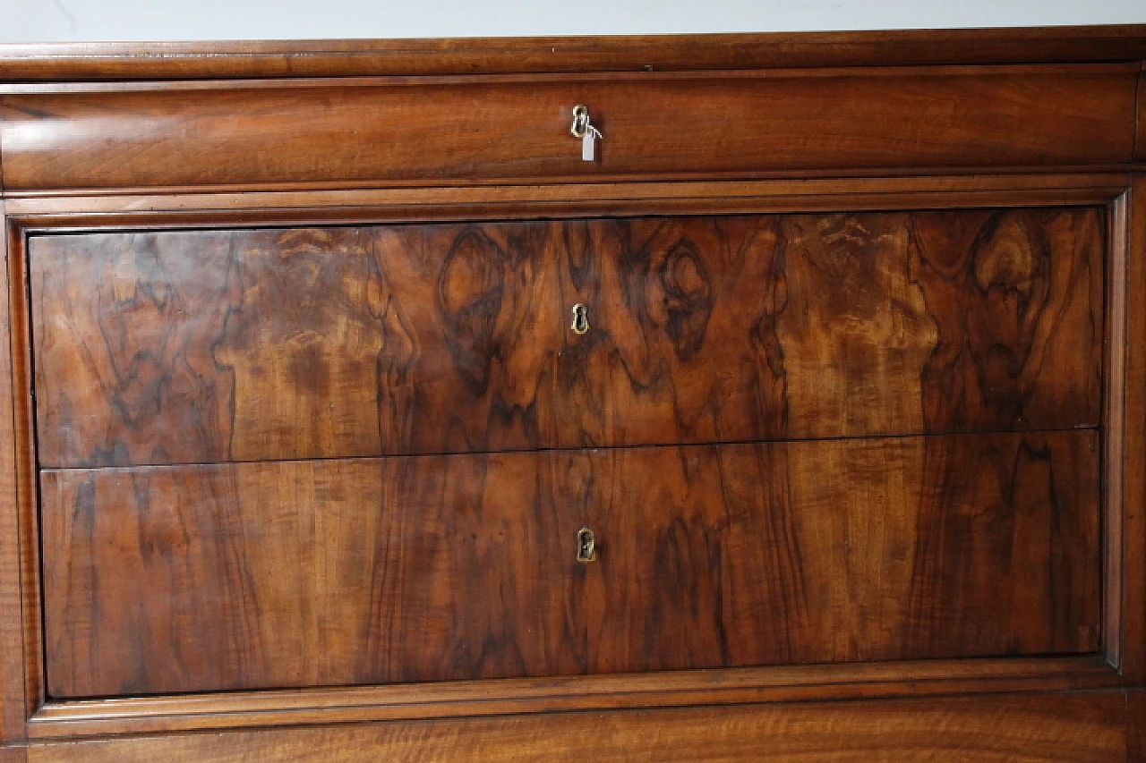 Louis Philippe cappuccino dresser in solid walnut and briarwood, 1840 10