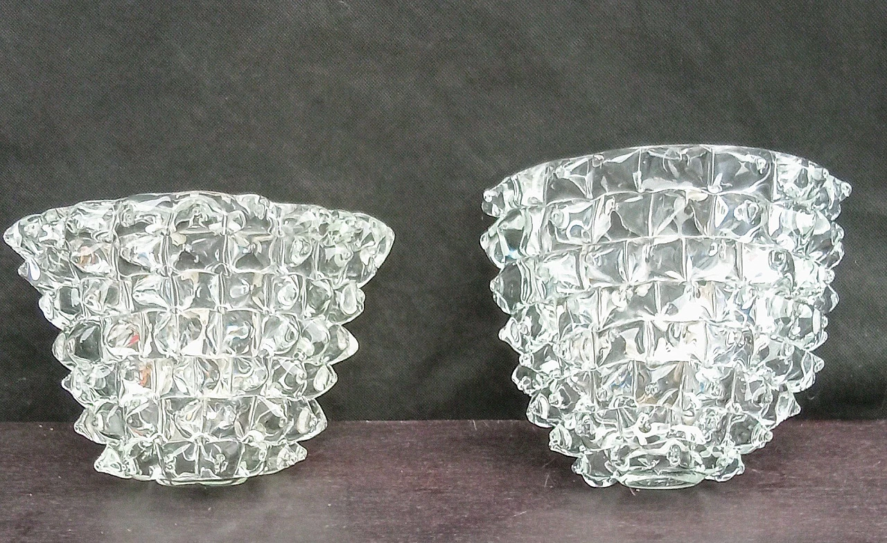 Pair of rostrato Murano glass wall lamps, 1950s 1