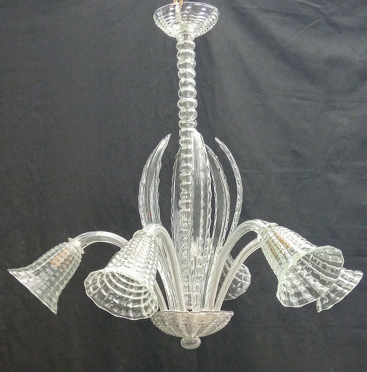 Six-light Murano glass chandelier, 1950s 1