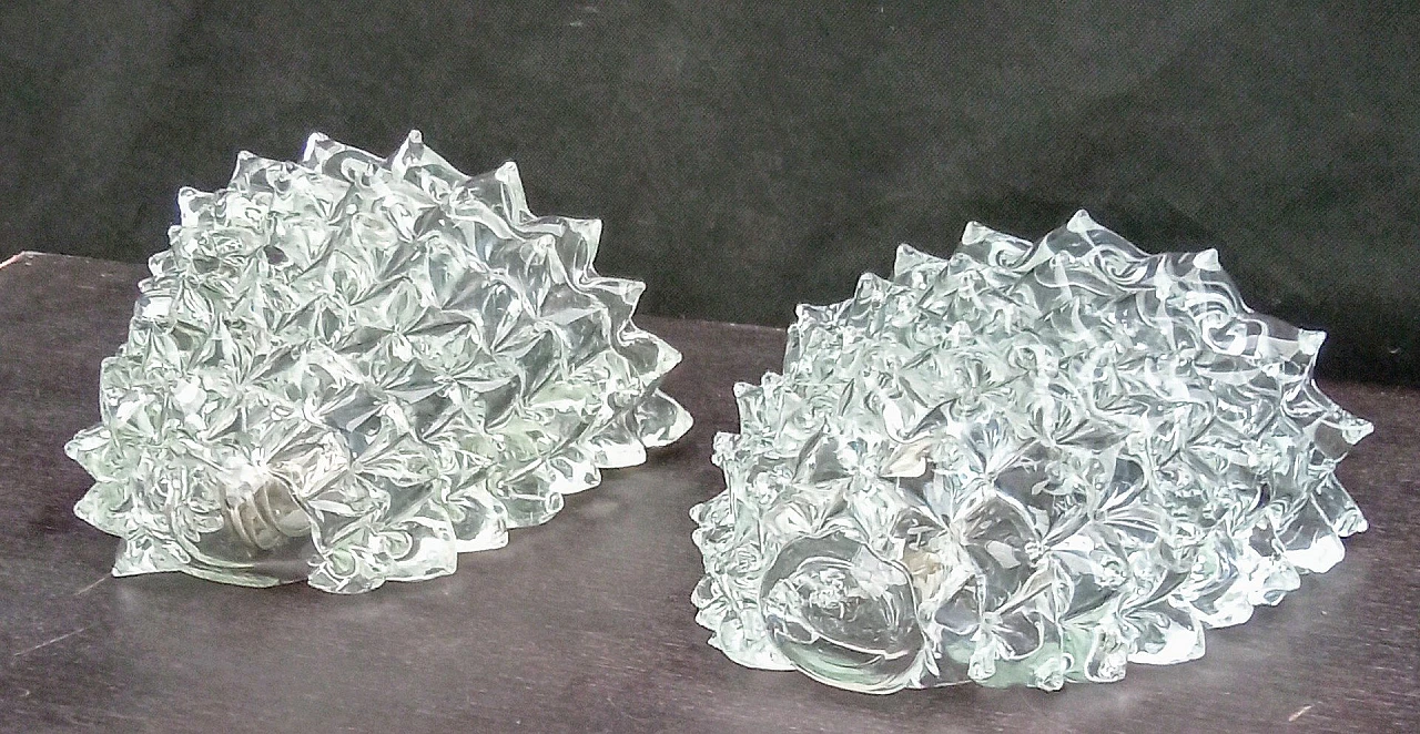 Pair of rostrato Murano glass wall lamps, 1950s 2