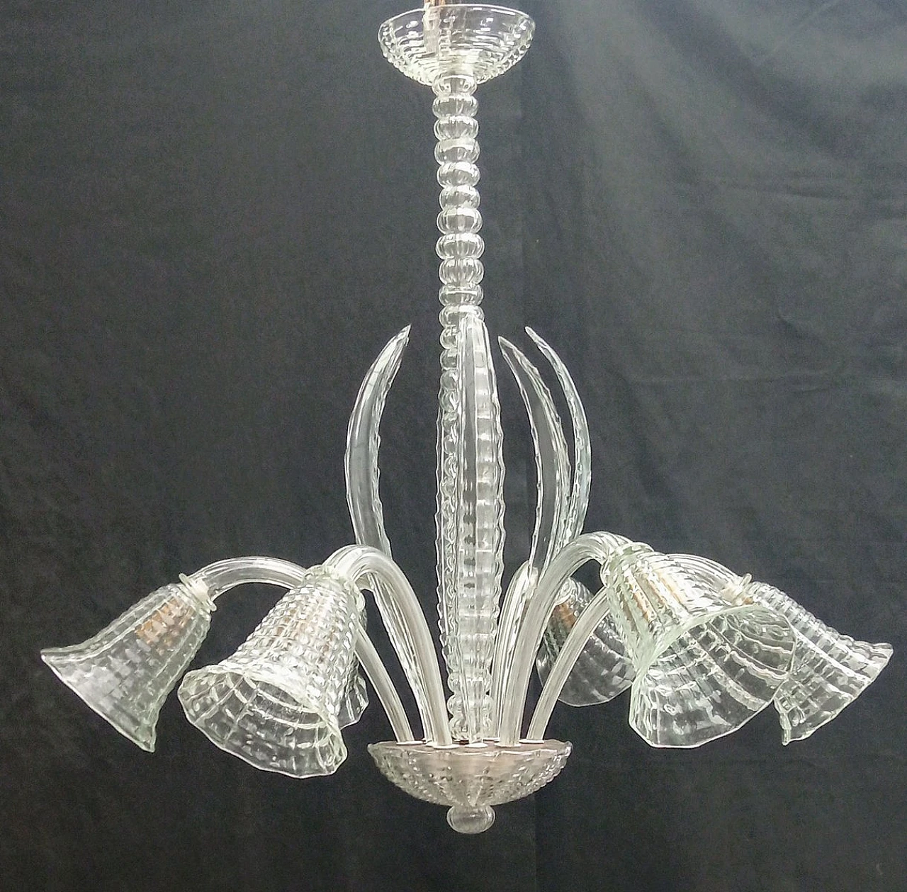 Six-light Murano glass chandelier, 1950s 2