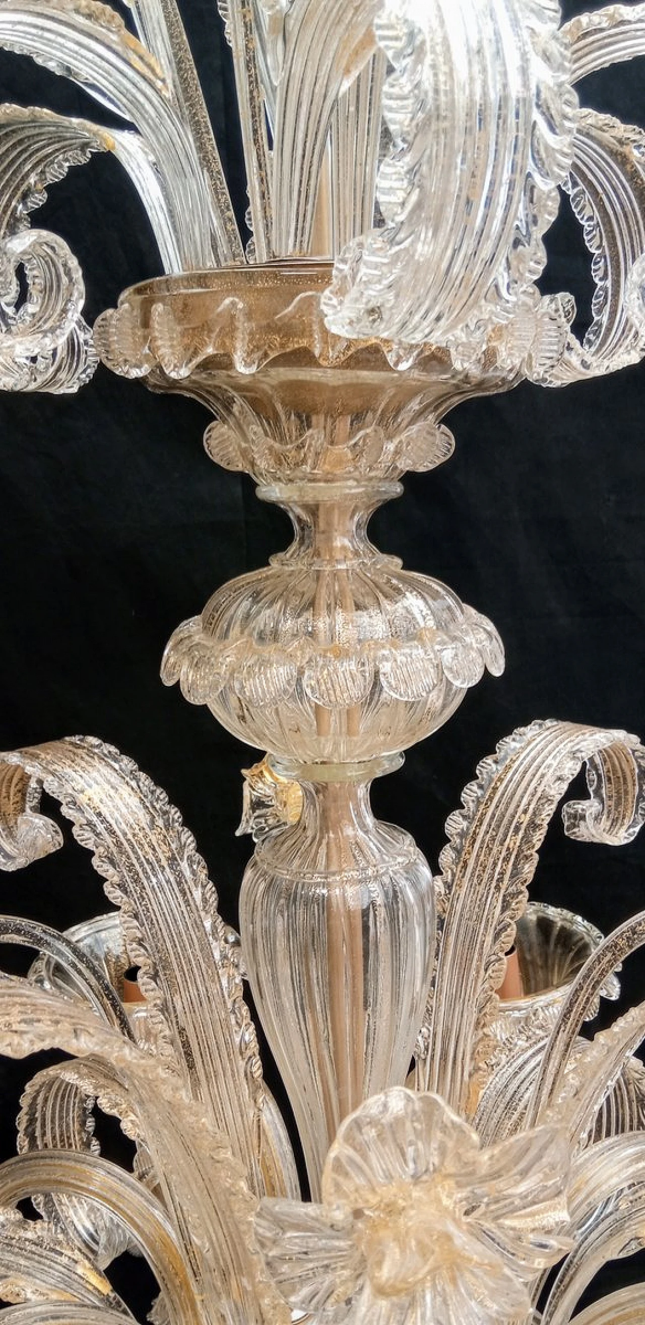 Murano glass chandelier in gold leaf, 1970s 8