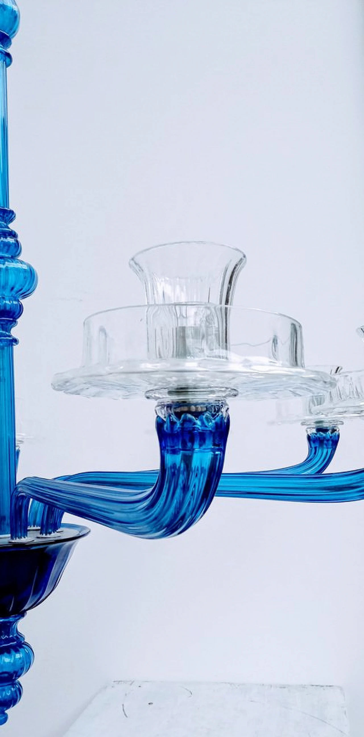 Blue and transparent Murano glass chandelier by Venini, 1993 9