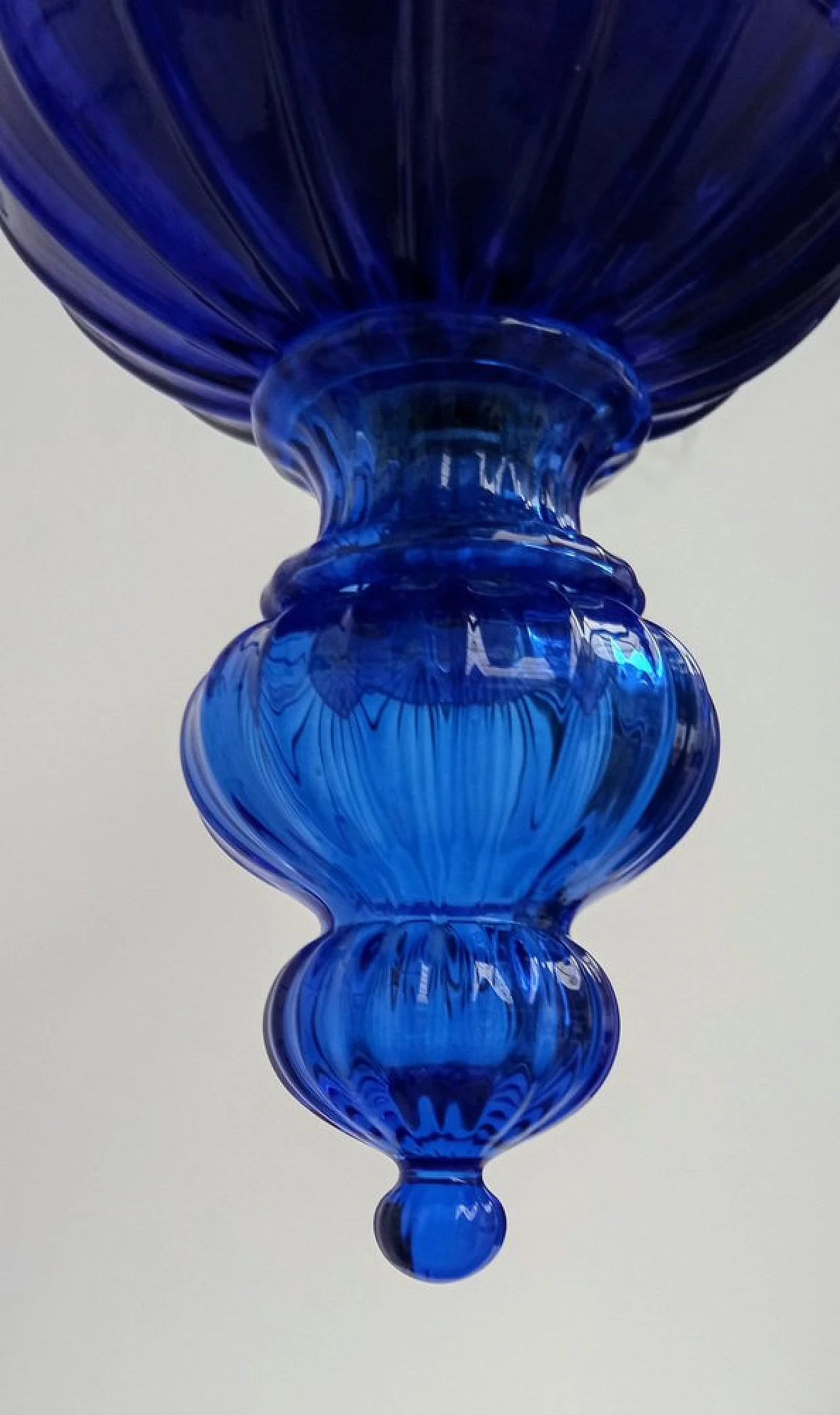 Lampadario in vetro di Murano blu e trasparente di Venini, 1993 11