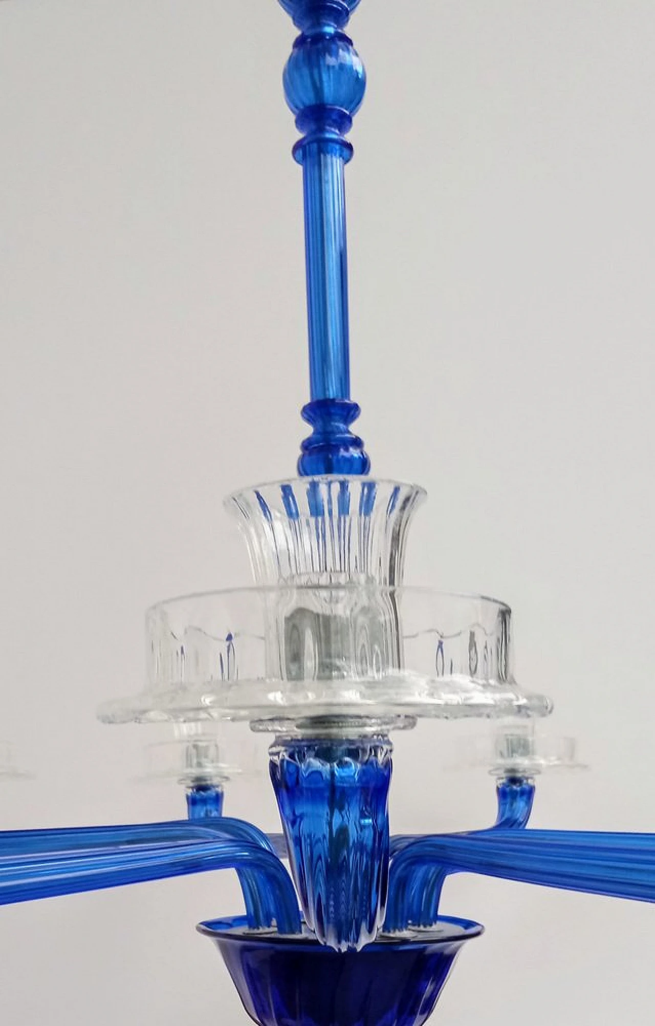 Lampadario in vetro di Murano blu e trasparente di Venini, 1993 12