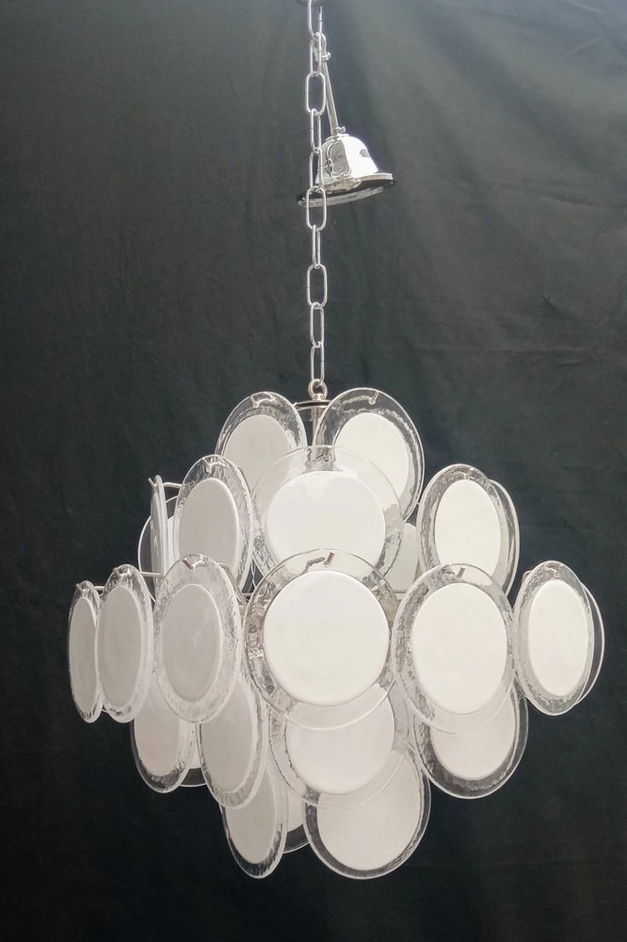 Lampadario in vetro di Murano bianco, anni '70 2